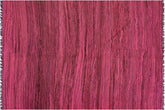 6x8 hand woven Turkish Modern Kilim wool rug in pink and brown - Turkish Bohemian Bunny