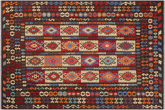 handmade Geometric Kilim Brown Rust Hand-Woven RECTANGLE 100% WOOL area rug 8 x 10