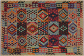 6x8 hand woven Turkish Kilim wool rug in beige and blue - Chic Cari Turkish