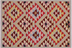 handmade Modern Kilim Gray Red Hand-Woven RECTANGLE 100% WOOL area rug 5 x 6