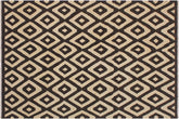 6x8 hand woven Turkish Flat Weave Kilim wool rug in black and ivory - Modern Turkish Carman