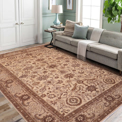 handmade Transitional Kafkaz Tan Lt. Tan Hand Knotted RECTANGLE 100% WOOL area rug 10' x 13'