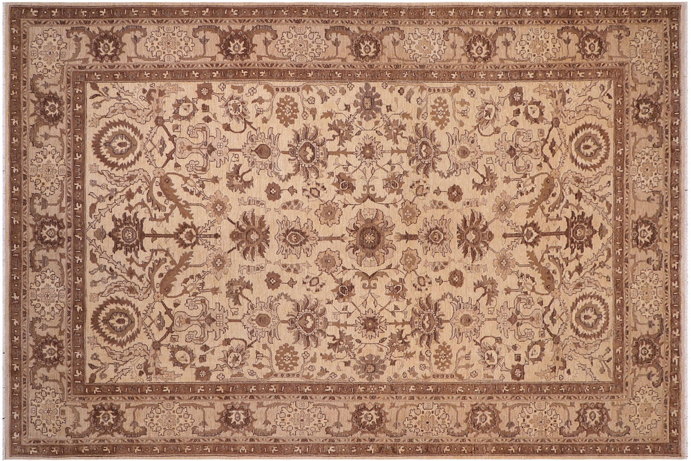 handmade Transitional Kafkaz Tan Lt. Tan Hand Knotted RECTANGLE 100% WOOL area rug 10' x 13'
