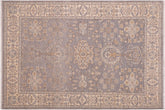6x9 hand knotted Ziegler wool rug in gray and beige - Classic Ziegler Caron
