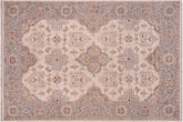 6x7 hand knotted Ziegler wool rug in ivory and gray - Oriental Ziegler Caroyln