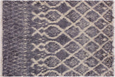 handmade Geometric Moroccan Gray Ivory Hand Knotted RECTANGLE 100% WOOL area rug 5' x 7'