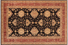 handmade Transitional Kafkaz Black Red Hand Knotted RECTANGLE 100% WOOL area rug 10' x 14'