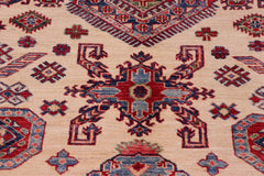 handmade Geometric Super Kazak Beige Red Hand Knotted RECTANGLE 100% WOOL area rug 8' x 10'