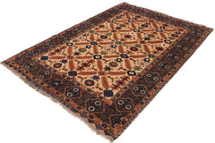 handmade Traditional Antique Ivory Blue Hand Knotted RECTANGLE 100% WOOL area rug 5x7