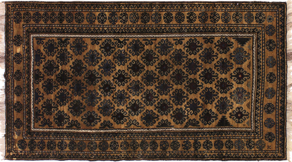 handmade Geometric Balouchi Tan Blue Hand Knotted RECTANGLE 100% WOOL area rug 5x8