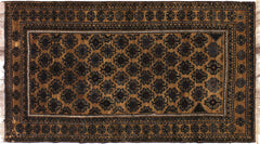 handmade Geometric Balouchi Tan Blue Hand Knotted RECTANGLE 100% WOOL area rug 5x8