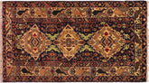 handmade Geometric Balouchi Blue Tan Hand Knotted RECTANGLE 100% WOOL area rug 4x7