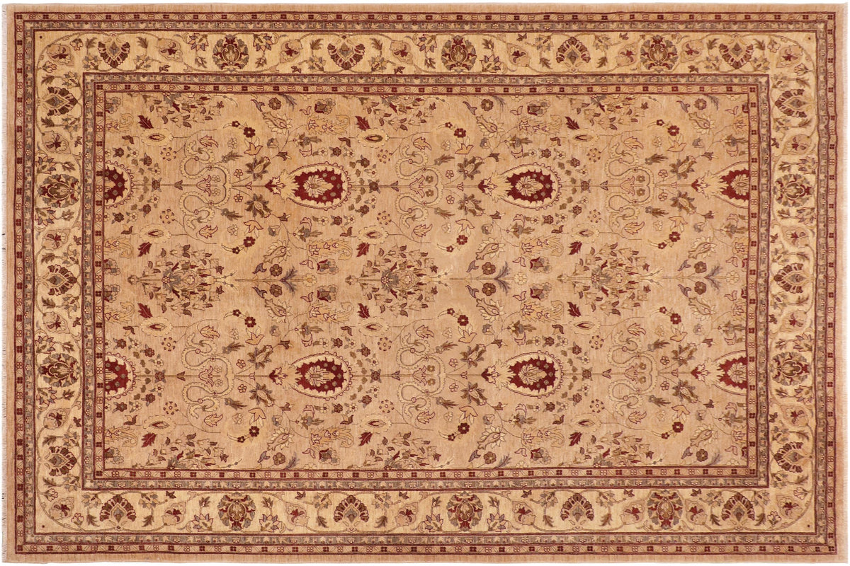 handmade Traditional Kafkaz Tan Beige Hand Knotted RECTANGLE 100% WOOL area rug 10x14