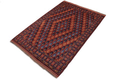 handmade Geometric Kargahi Rust Blue Hand Knotted RECTANGLE 100% WOOL area rug 7x10