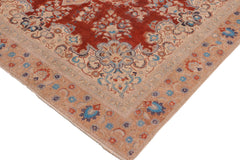 handmade Vintage Hand Painte Red Tan Hand Knotted RECTANGLE 100% WOOL area rug 10' x 14'