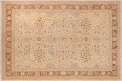handmade Transitional Kafkaz Beige Brown Hand Knotted RECTANGLE 100% WOOL area rug 10' x 14'