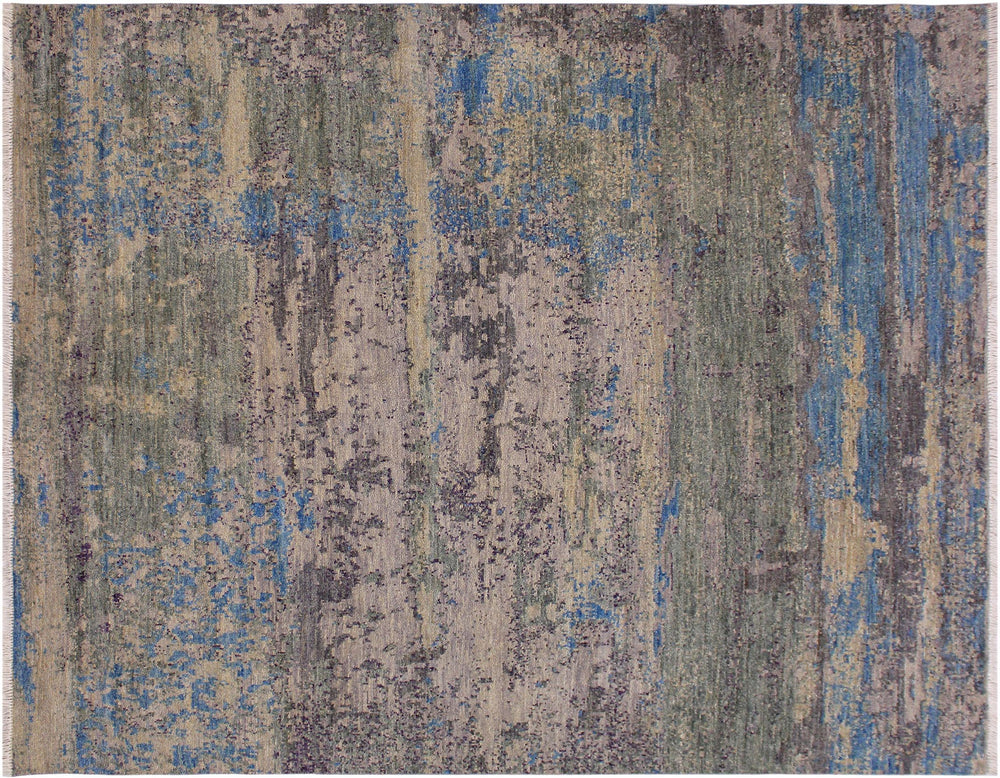 handmade Modern Kafkaz Grey Blue Hand Knotted SQUARE 100% WOOL area rug 8' x 8'