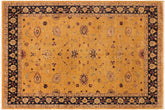 10x13 hand knotted Ziegler wool rug in gold and blue - Chic Ziegler Ernestin