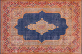 handmade Vintage Vintage Blue Pink Hand Knotted RECTANGLE 100% WOOL area rug 10' x 14'