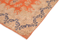 handmade Vintage Vintage Orange Blue Hand Knotted RECTANGLE 100% WOOL area rug 10' x 13'
