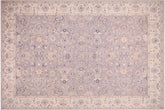 10x14 hand knotted transitional wool rug in gray and ivory - Chic Sousa