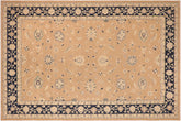10x14 hand knotted Ziegler wool rug in brown and blue - Bohemian Ziegler Angelina
