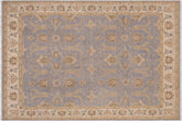 8x10 hand knotted transitional wool rug in gray and ivory - Boho Chic Sparrow