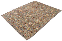 handmade Modern Kafkaz Gray Brown Hand Knotted RECTANGLE 100% WOOL area rug 9' x 11'