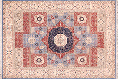 handmade Geometric Mamluk Ivory Rust Hand Knotted RECTANGLE 100% WOOL area rug 9 x 12