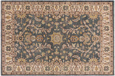 4x6 hand knotted Ziegler wool rug in green and beige - Bohemian Ziegler Spring