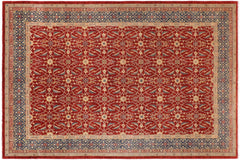 handmade Transitional Kafkaz Red Blue Hand Knotted RECTANGLE 100% WOOL area rug 10' x 14'