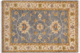 2x3 hand knotted Ziegler wool rug in gray and red - Bohemian Ziegler Starling
