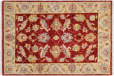 2x3 hand knotted Ziegler wool rug in red and ivory - Chic Ziegler Starnes