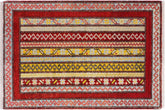 2x2 hand knotted vegetable dyed Shawl wool rug in ivory and red - Boho Chic Shawl Steele