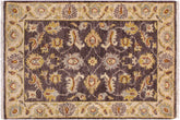 2x3 hand knotted Ziegler wool rug in brown and ivory - Oriental Ziegler Stein
