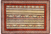 2x3 hand knotted vegetable dyed Shawl wool rug in ivory and rust - Boho Chic Shawl Steiner