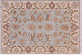 2x3 hand knotted Ziegler wool rug in blue and ivory - Bohemian Ziegler Stephen