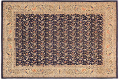 handmade Transitional Kafkaz Blue Gold Hand Knotted RECTANGLE 100% WOOL area rug 10' x 14'