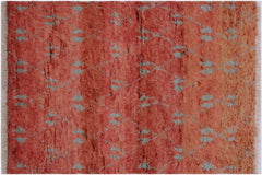 handmade Geometric Moroccan Rust Grey Hand Knotted RECTANGLE 100% WOOL area rug 4' x 6'