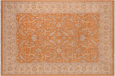10x14 hand knotted Ziegler wool rug in orange and ivory - Oriental Ziegler Schaeffe