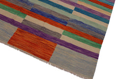 handmade Modern Kilim Grey Purple Hand-Woven RECTANGLE 100% WOOL area rug 7x10