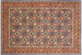 10x14 hand knotted Kazak wool rug in light blue and red - Bohemian Kazak Schmidt