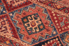 handmade Geometric Kurjean Red Blue Hand Knotted RECTANGLE 100% WOOL area rug 7x10