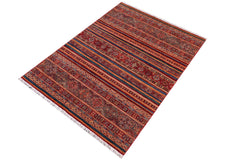 handmade Geometric Kurjean Red Green Hand Knotted RECTANGLE 100% WOOL area rug 5x7