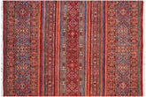 5x6 hand knotted Khurjeen wool rug in red and blue - Bohemian Khurgeen Bernadet