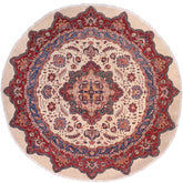 handmade Geometric Kurjean Beige Red Hand Knotted ROUND 100% WOOL area rug 10x10