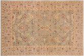 10x14 hand knotted Ziegler wool rug in green and tan - Chic Ziegler Rochelle