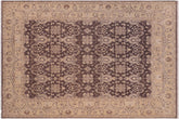 8x10 hand knotted transitional wool rug in charcoal and beige - Boho Chic Kolby