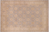 9x12 hand knotted transitional wool rug in gray and beige - Classic Yair