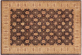 handmade Transitional Kafkaz Aubergine Beige Hand Knotted RECTANGLE 100% WOOL area rug 10' x 14'